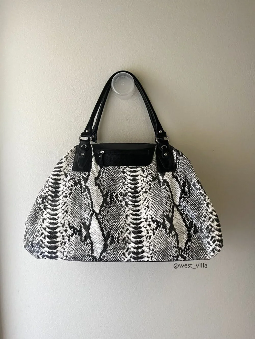 Snakeskin Weekender Tote Duffle Bag Soft Material White Black
